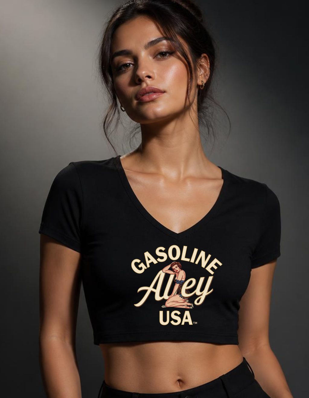 Gasoline Alley USA™ Burnouts N’ Bad Decisions Vintage Pinup Tee | Women’s