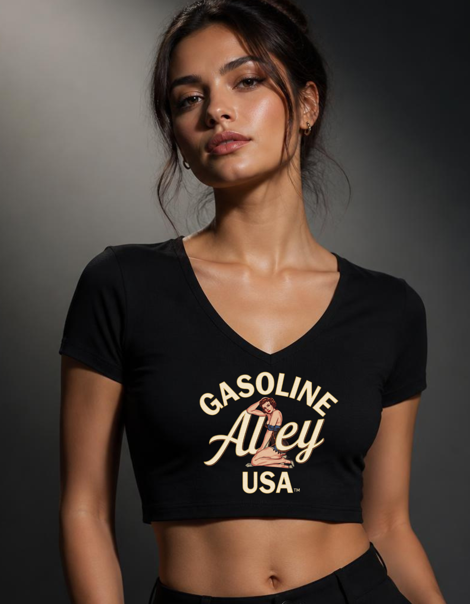 Gasoline Alley USA™ Burnouts N’ Bad Decisions Vintage Pinup Tee | Women’s