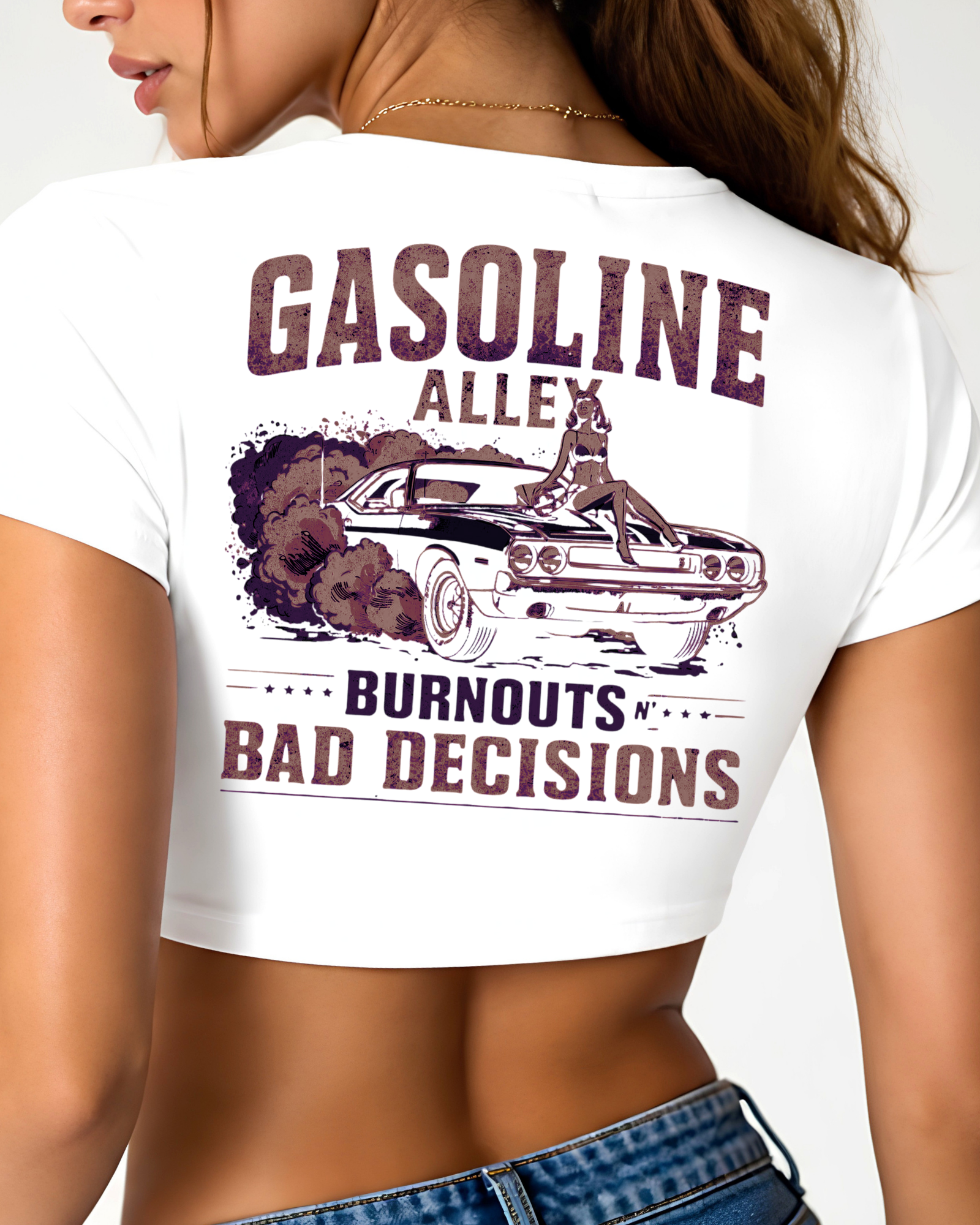 Gasoline Alley USA™ Burnouts N’ Bad Decisions Vintage Pinup Tee | Women’s