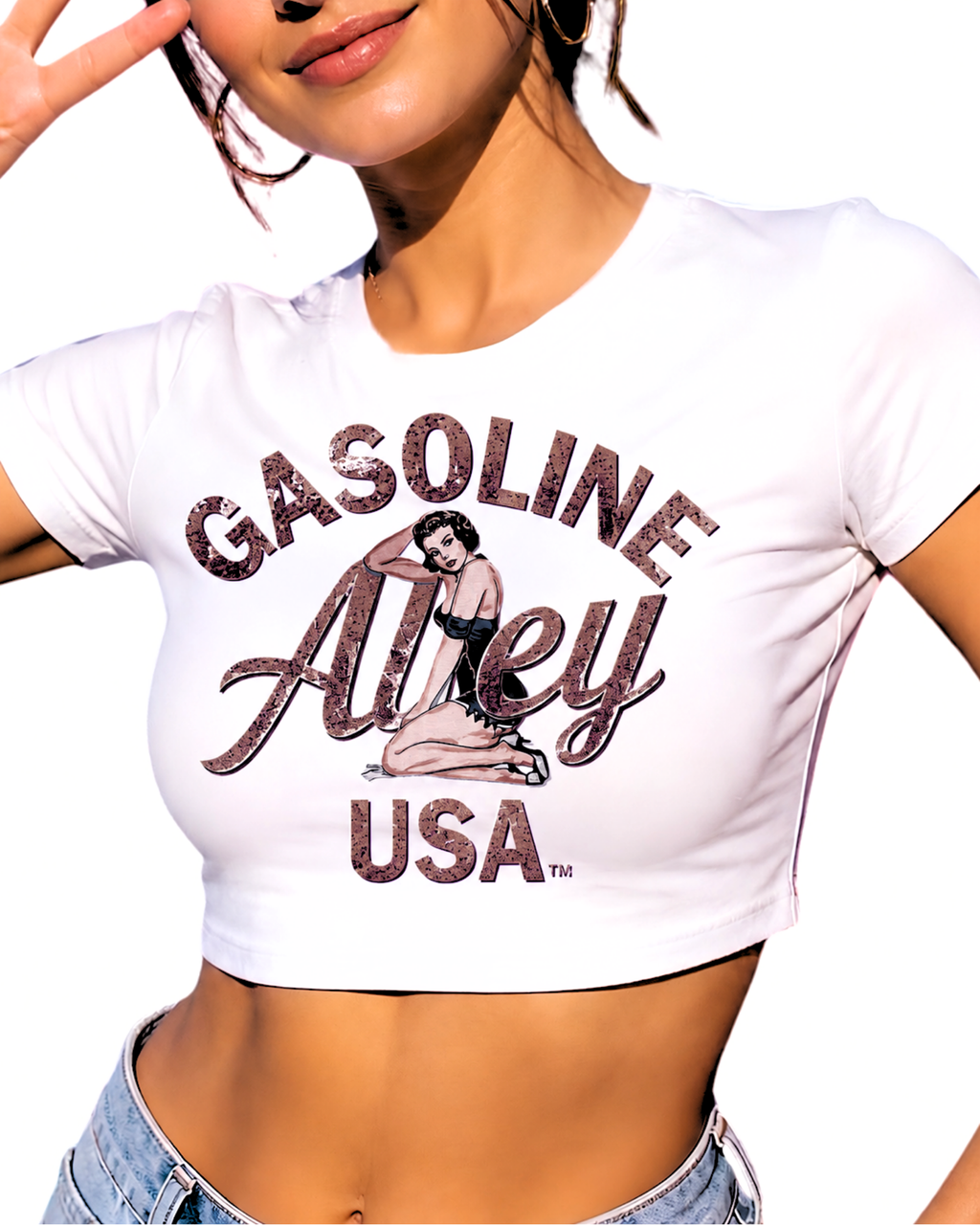 Gasoline Alley USA™ Burnouts N’ Bad Decisions Vintage Pinup Tee | Women’s