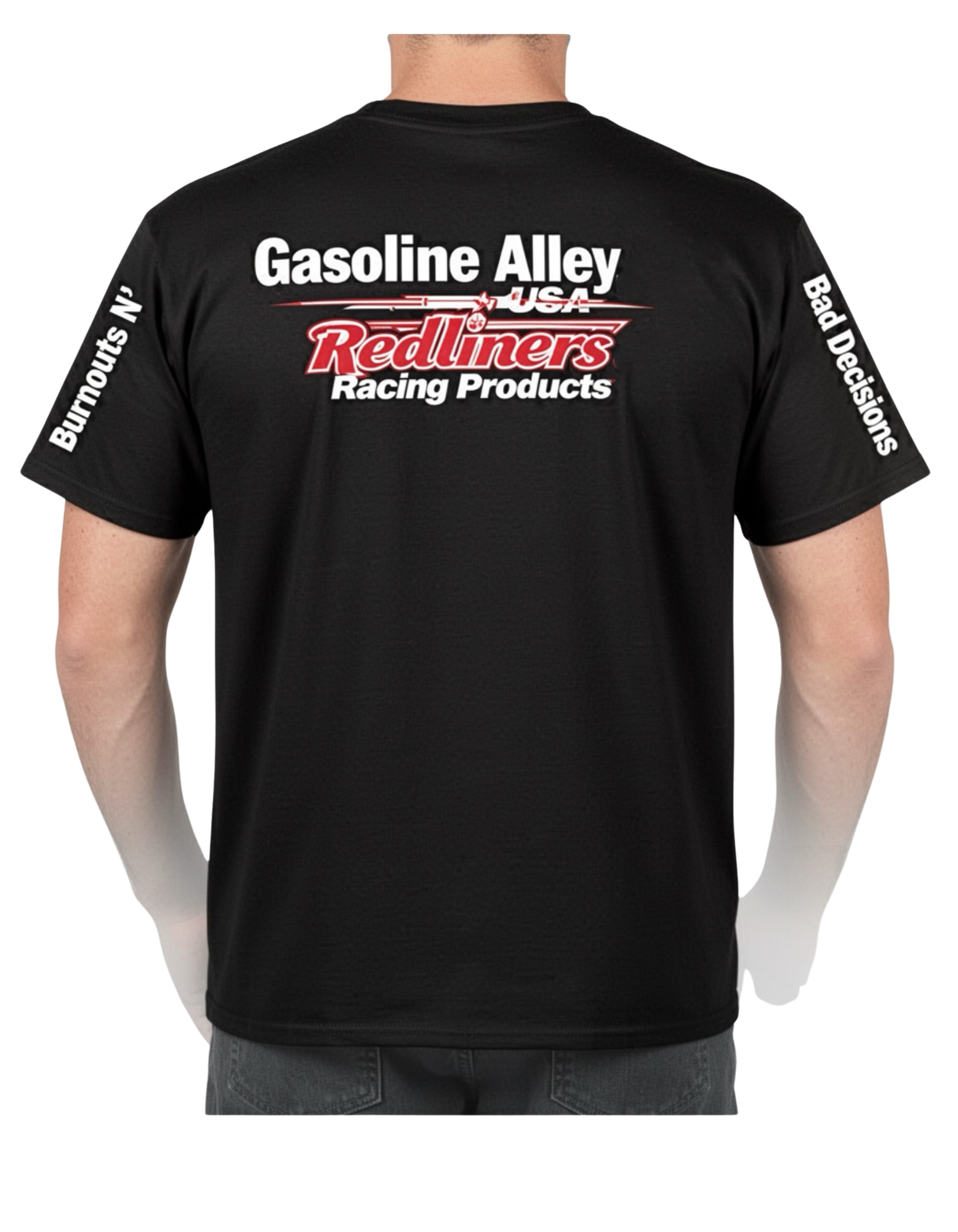 Men’s Burnouts N Bad Decisions Racing T Shirt by Gasoline Alley USA vintage motorsport apparel