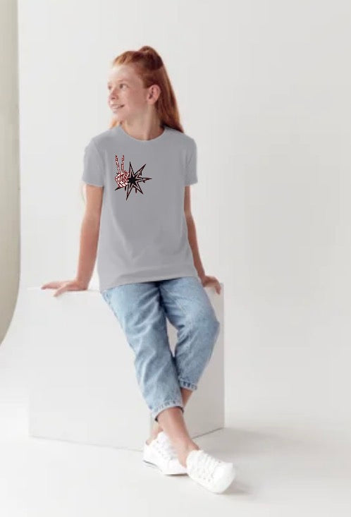 Youth Girl’s Y2K Skull Peace Sign Burnouts & Bad Decisions racing t-shirt by Gasoline Alley USA with hotrod and pin-up racing design and melting star.
