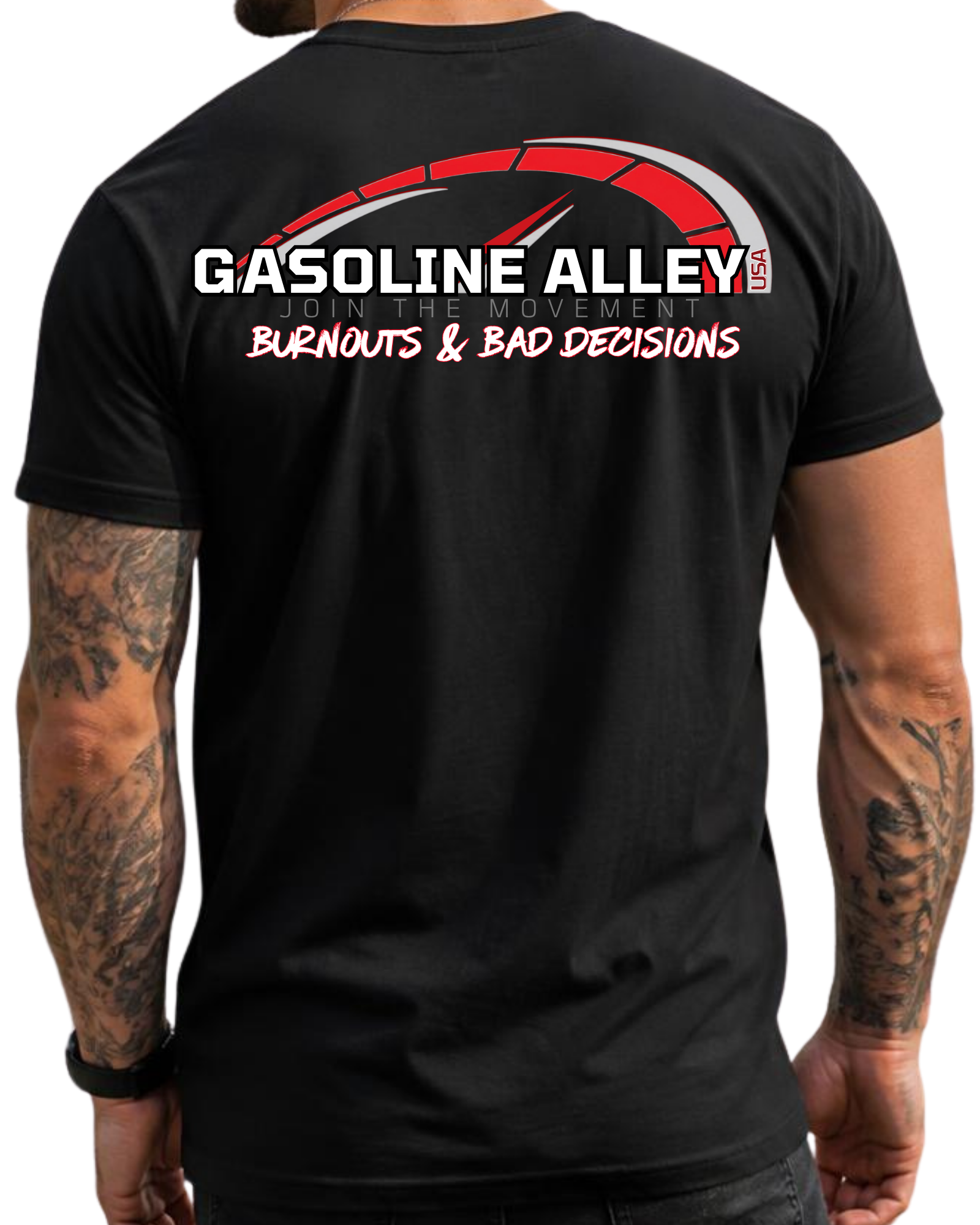 Gasoline Alley USA™ Signature Logo Tee for men with full back racing logo