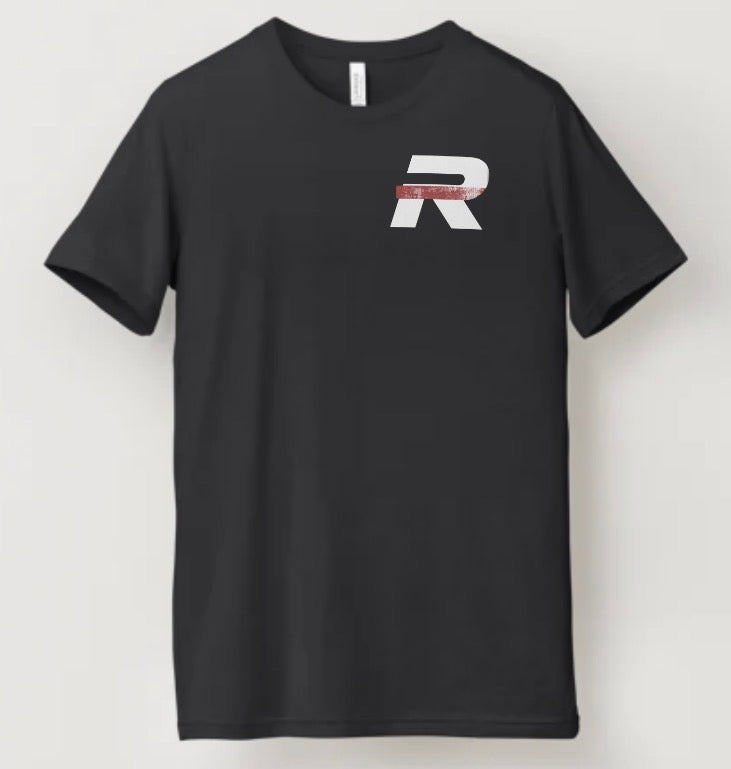 Men’s black Redliners Racing T-shirt by Gasoline Alley USA featuring front chest emblem and bold racing graphic on the back.